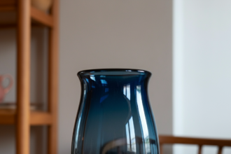 dansk dark blue glass vase ground pontil